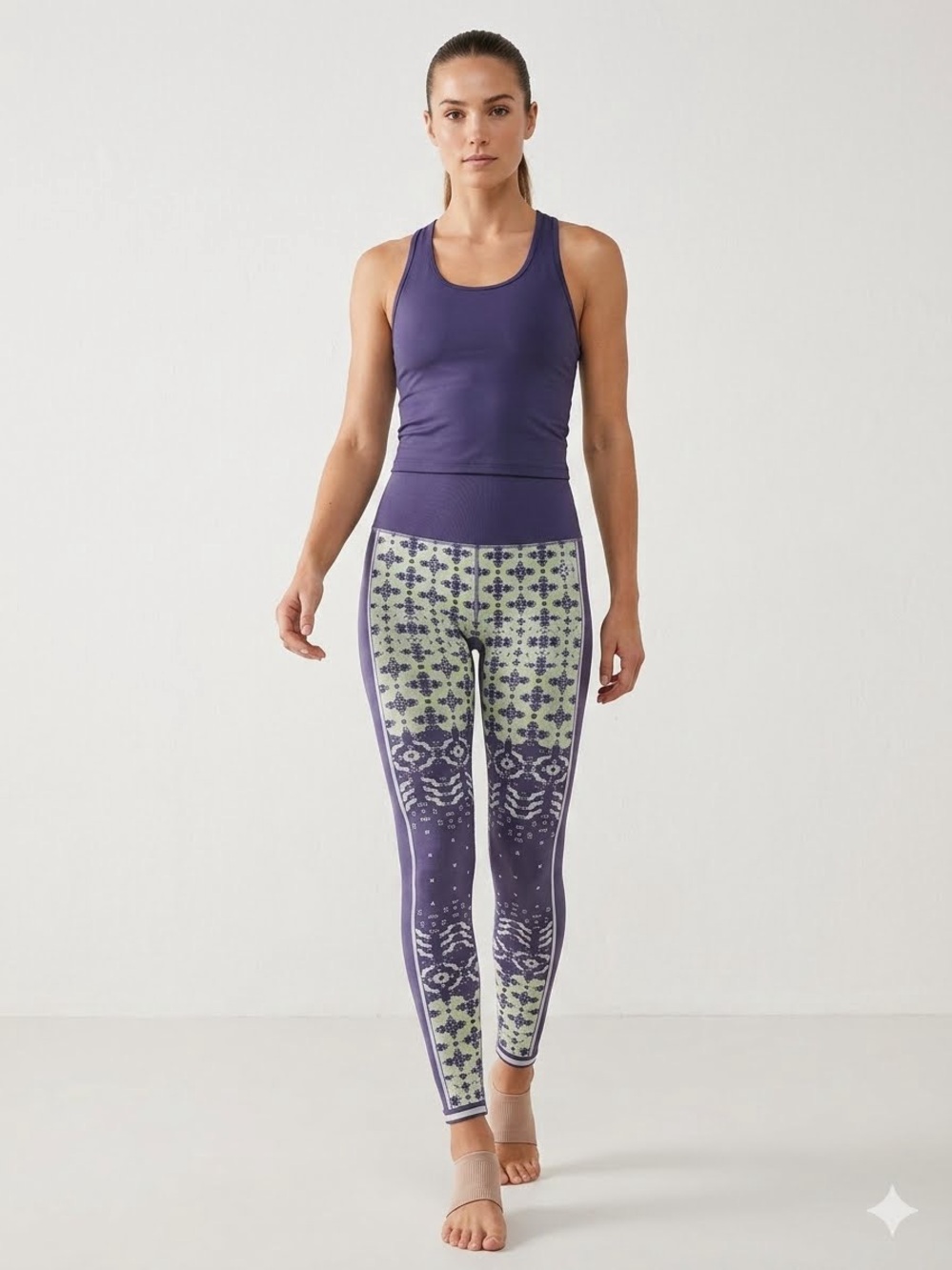 1576. FREE PEOPLE Myoko Jacquard Base Layer Legging in Oxford blue Combo $128